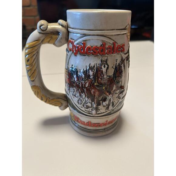 Budweiser Beer Holiday Stein 1983 Mug Clydesdales Wheatland Ceramarte - Picture 1 of 6